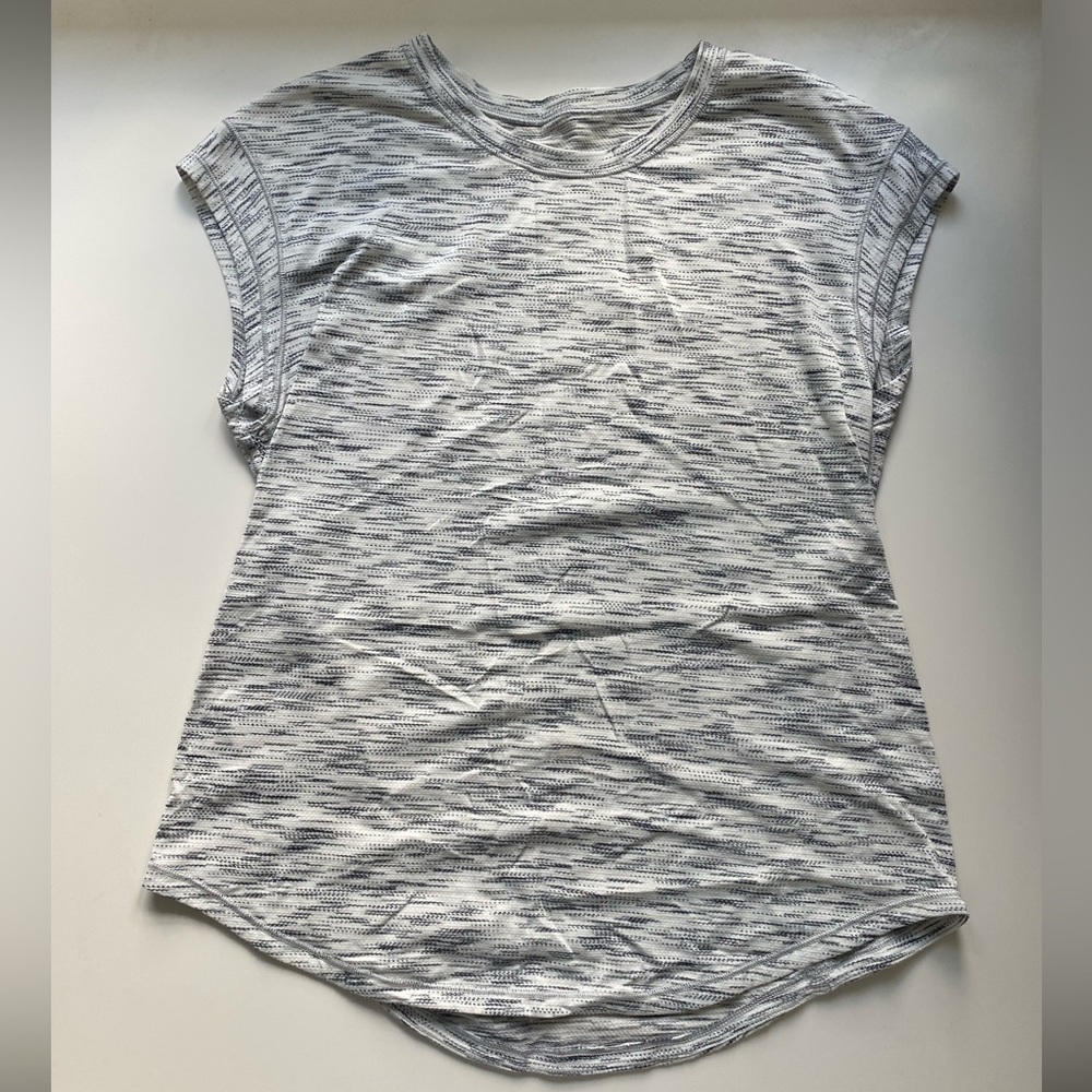 Lululemon White & Grey Heather Tank/Short-Sleeve Athletic Top